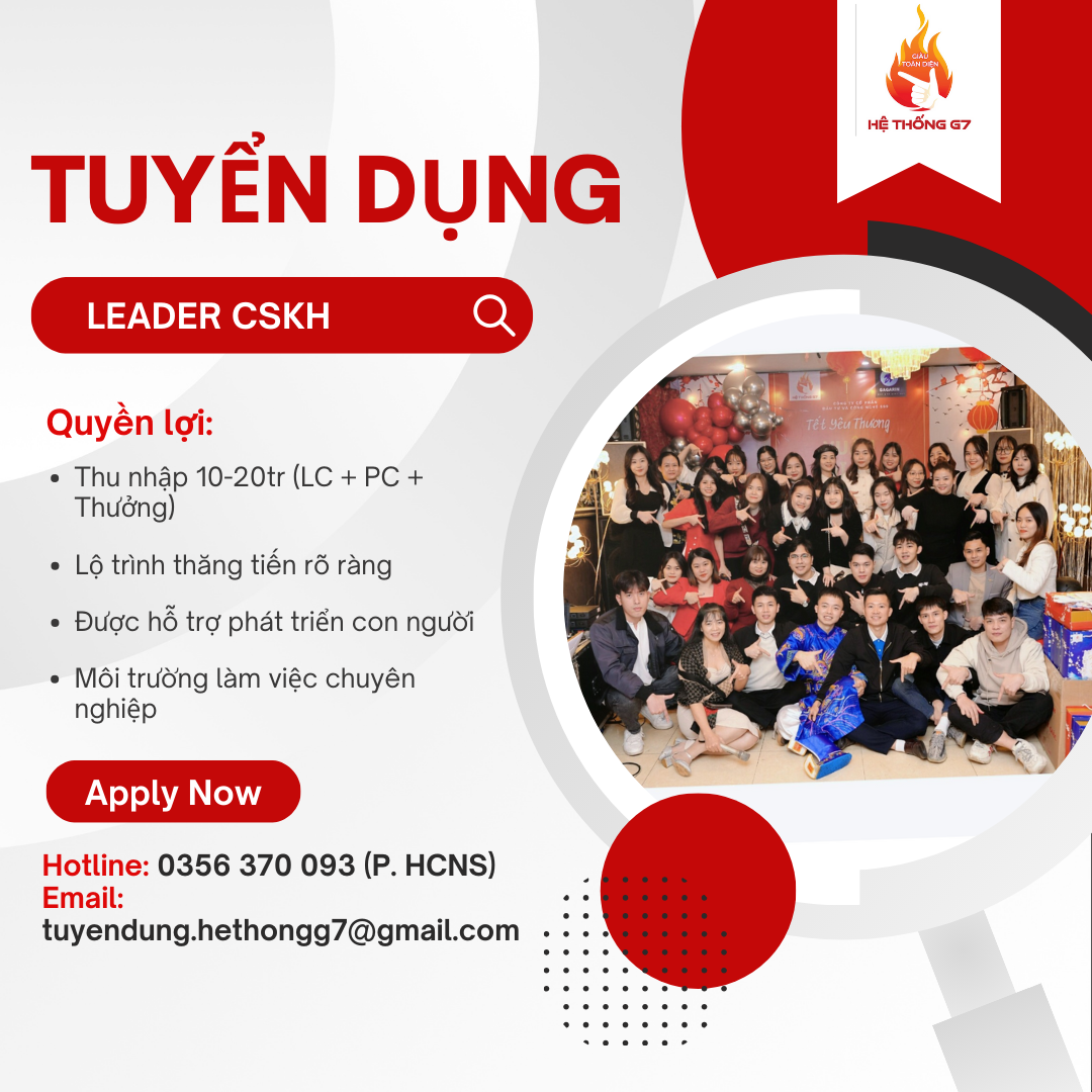 TUYỂN DỤNG LEADER CSKH