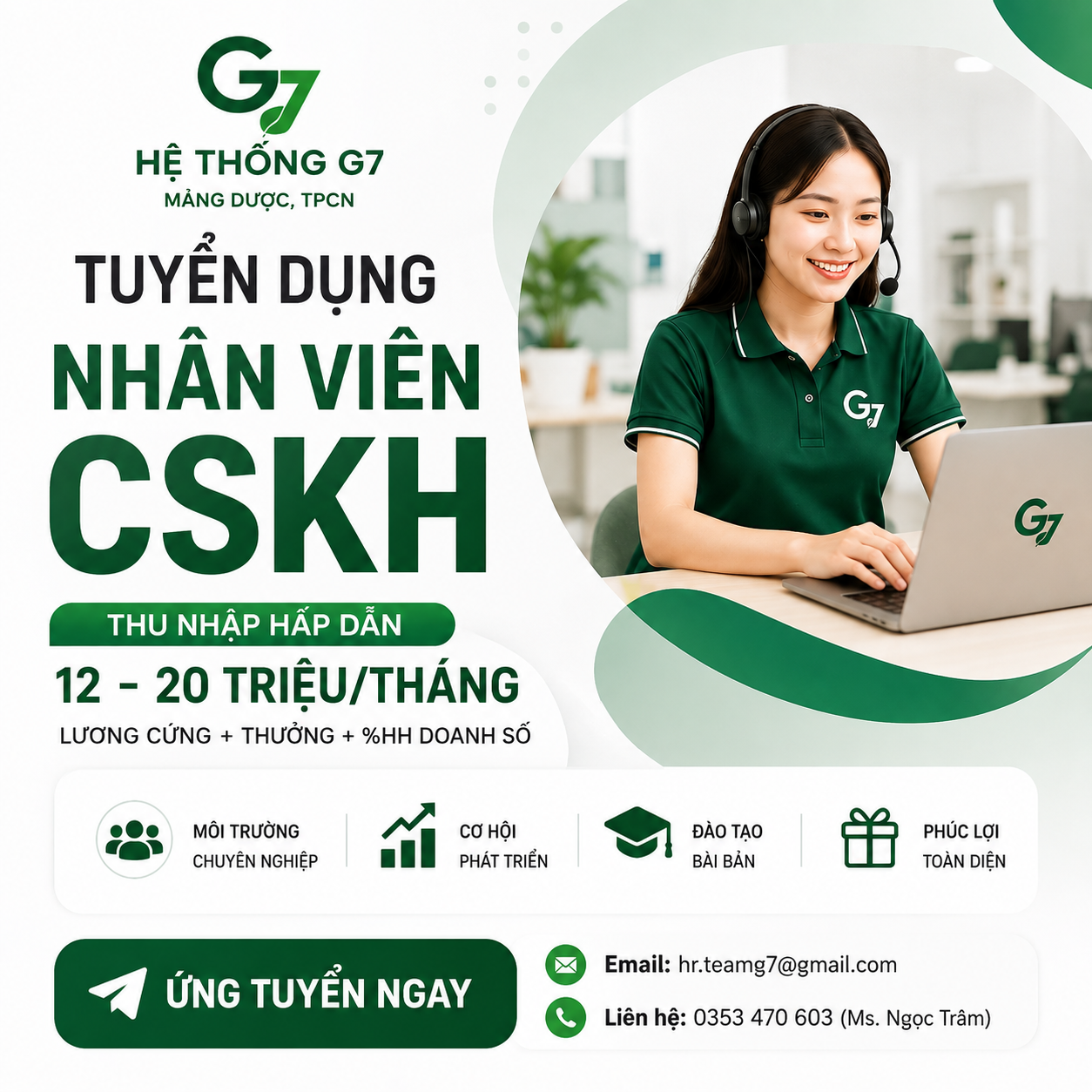 TUYỂN DỤNG NHÂN VIÊN CHĂM SÓC KHÁCH HÀNG (CSKH)